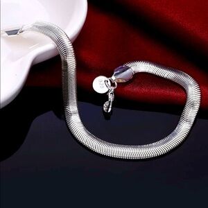 COPY - COPY - 925 Silver 6MM Flat Snake Chain Bracelet 8” inches